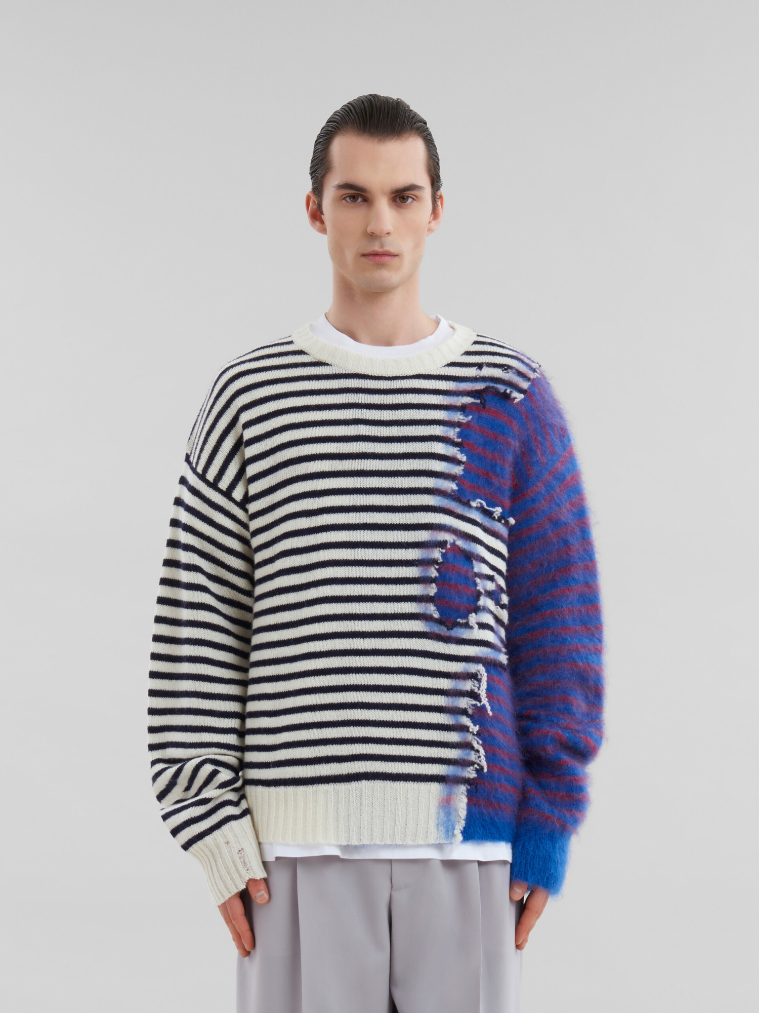 MARNI MULTICOLOUR STRIPED WOOL-MOHAIR TWO-IN-ONE JUMPER