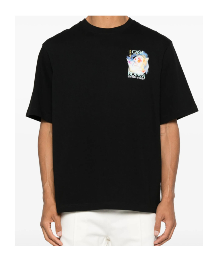 Casablanca Crew Neck Graphic Print Short Sleeves In Black