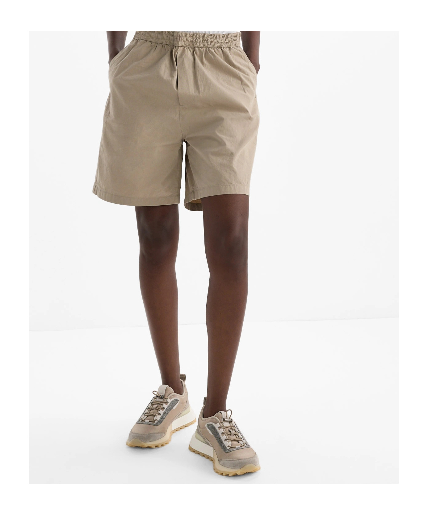 Brunello Cucinelli Chunky Sole Suede Finish Sneakers In Neutral