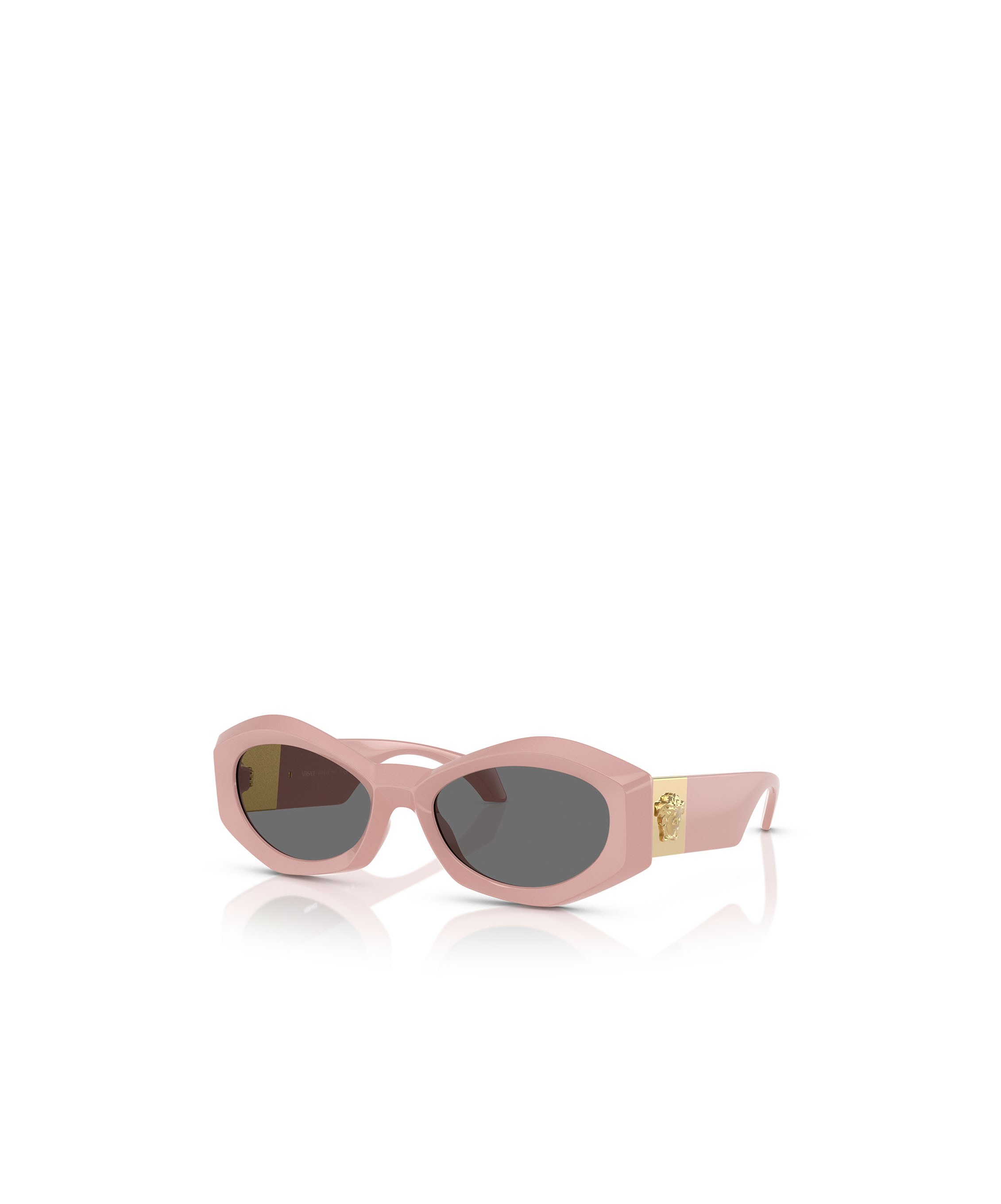 Versace Medusa-plaque Oval-frame Sunglasses In Gray