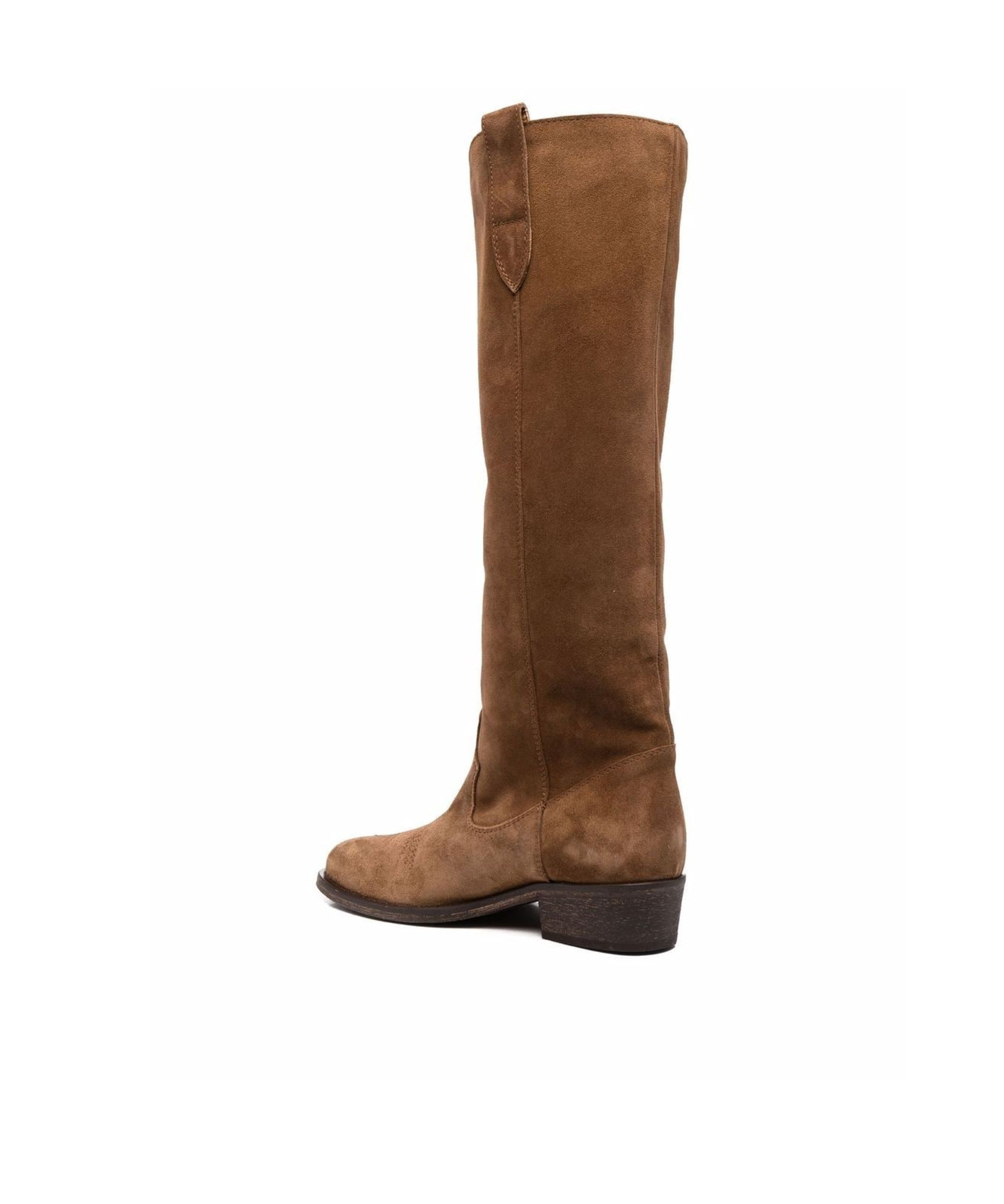 Via Roma 15 Almond Toe Camel-brown Leather Suede Boots In Brown