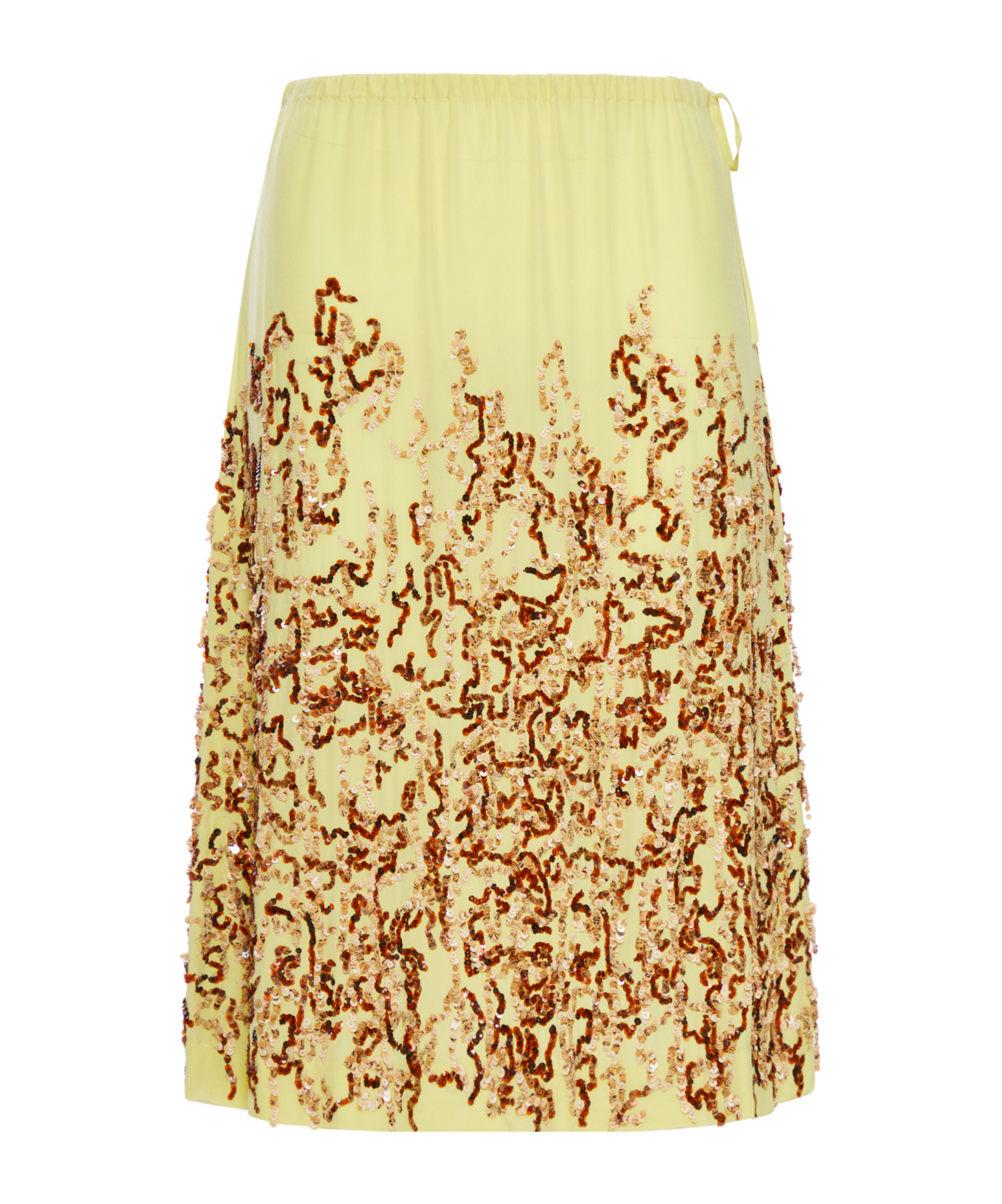 Dries Van Noten Yellow Skirt In Silk With Sequins In Yellow