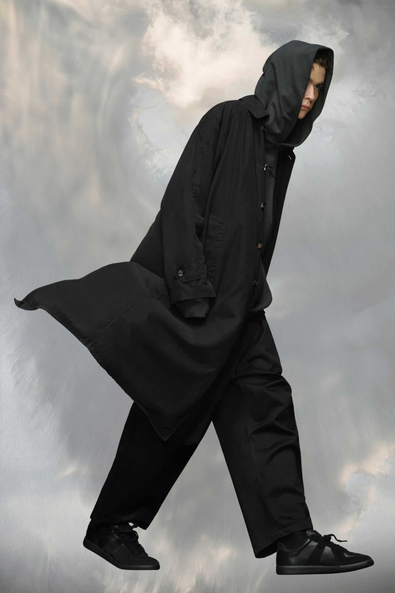 Maison Margiela Peached-cotton Trench Coat In Black