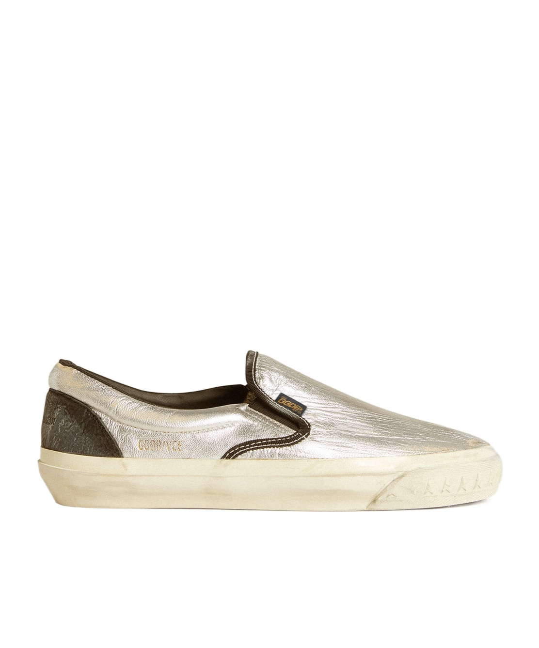 Golden Goose Vce Metallic Leather Slip-on Sneakers In White