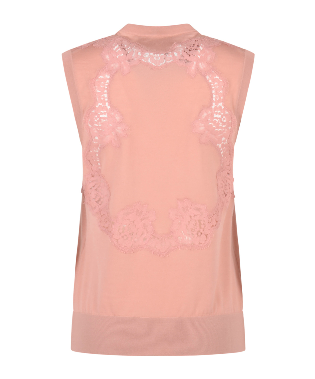 Dolce & Gabbana Lace Detailing Vest In Pink