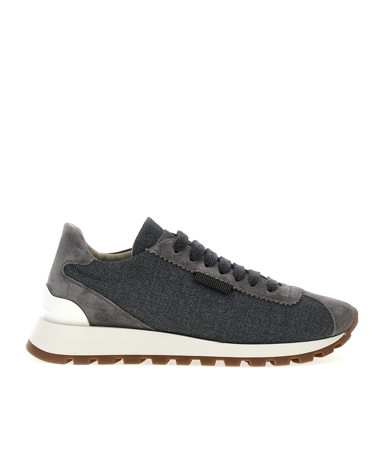 Brunello Cucinelli Low-top Rubber Sole Sneakers With Suede Accents In Black