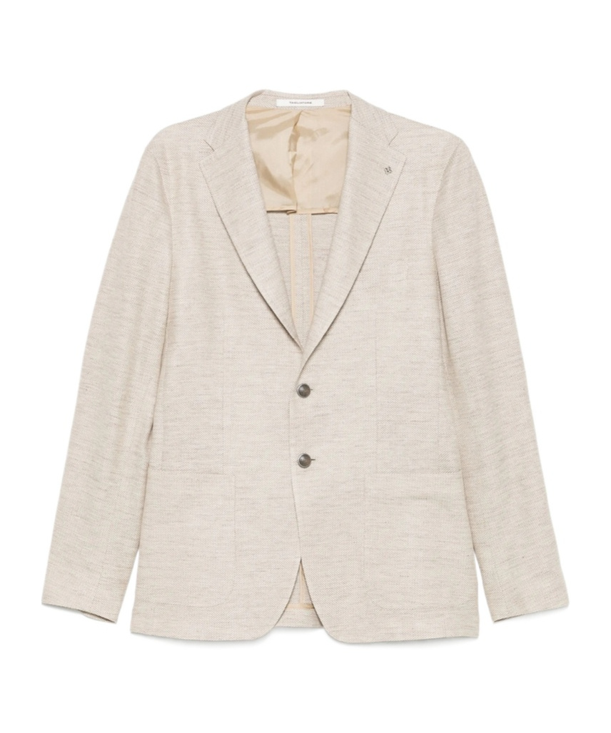 Tagliatore Taupe Plaid Tailored Jacket With Notched Lapels In White