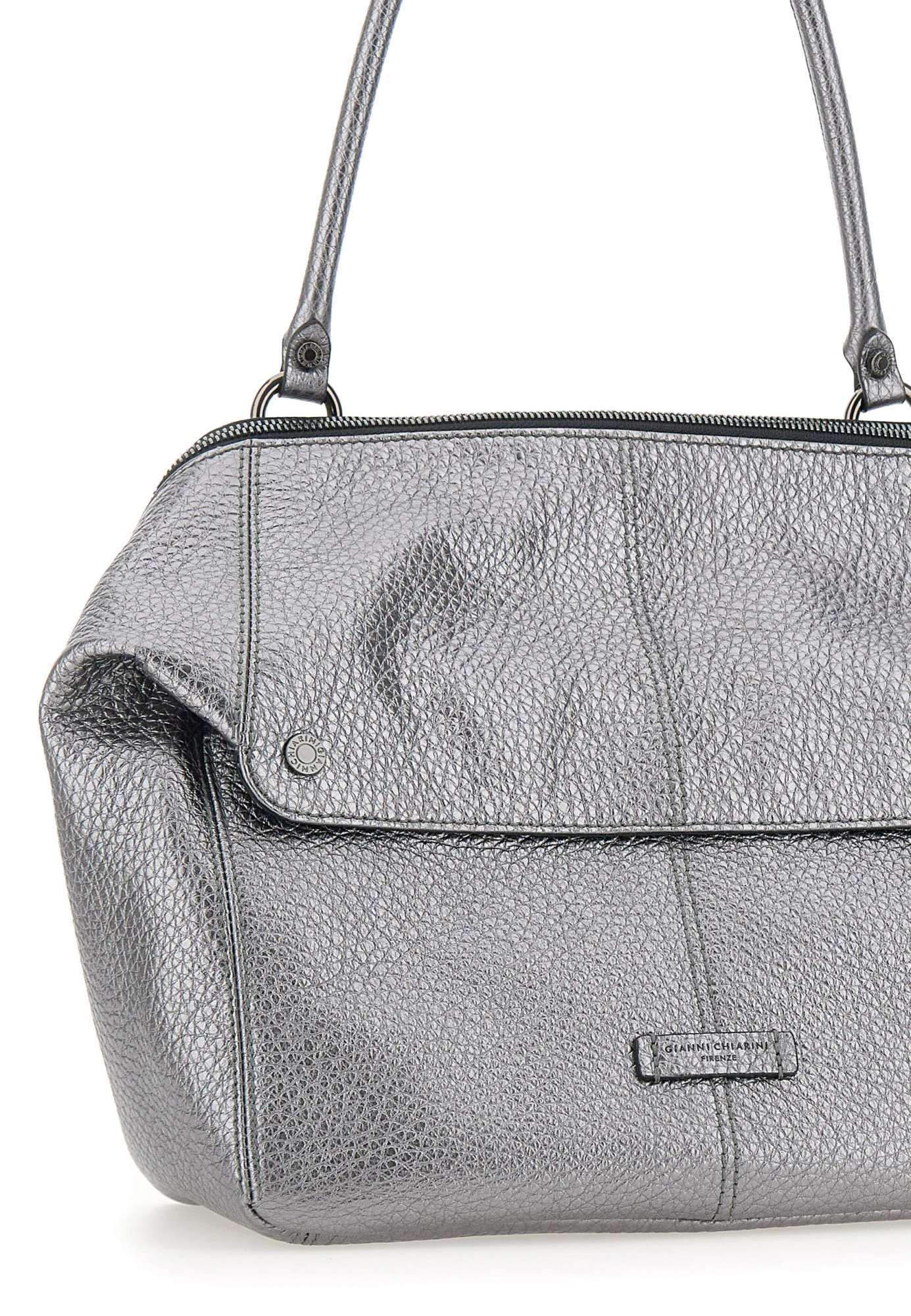 Gianni Chiarini Metallic Leather Shoulder Bag In Gray