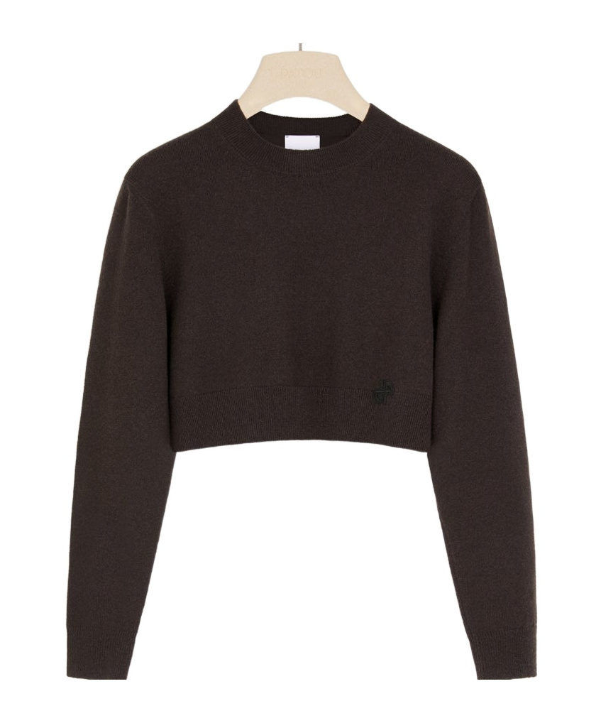 Patou Cropped Jumper In Sustainable Wool And Cashmere In Black