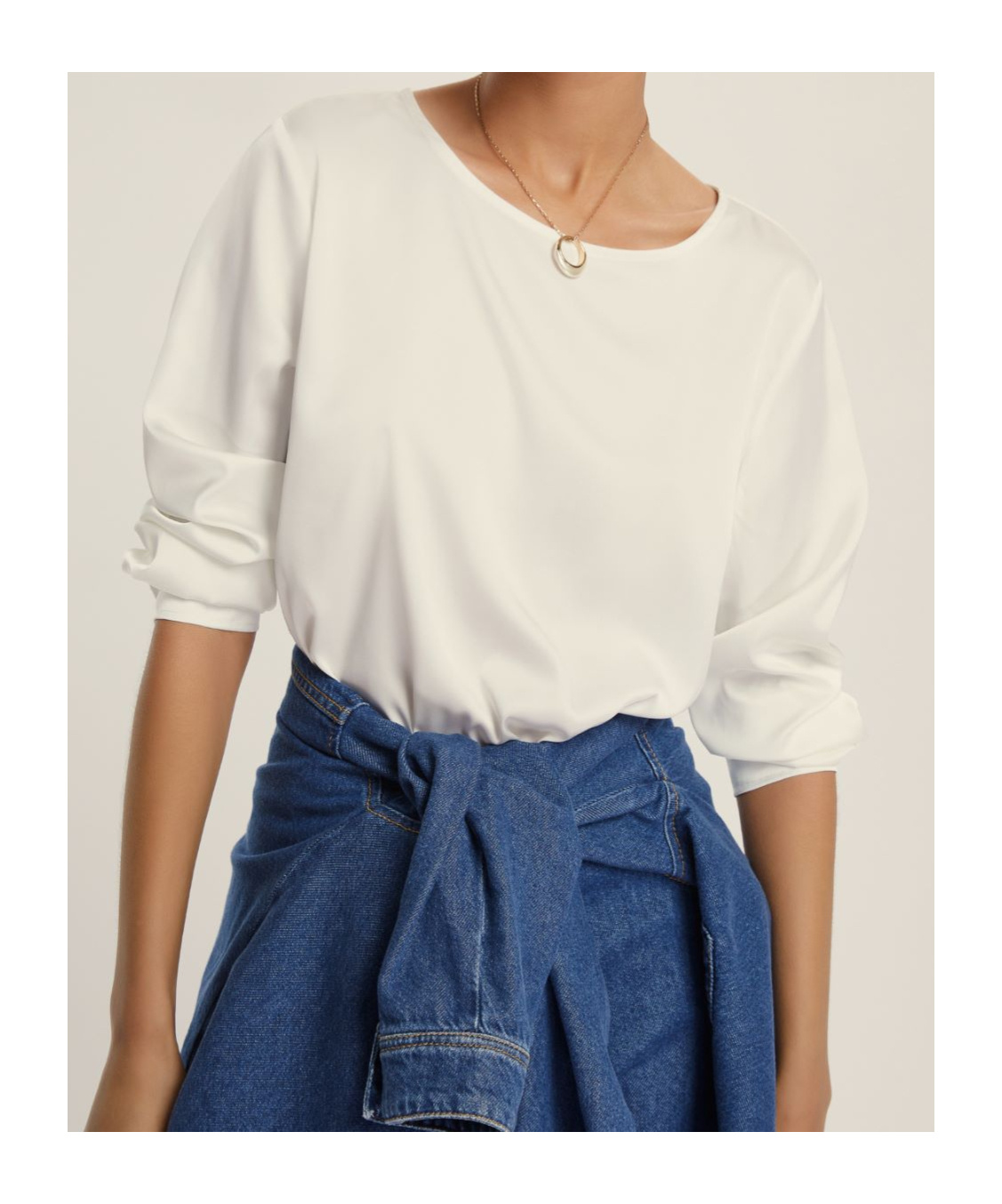 Marella Stretch Satin Blouse In White
