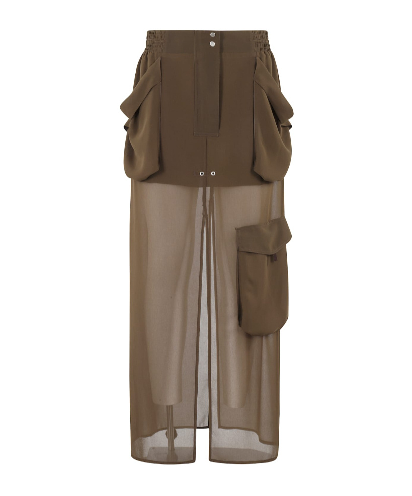 Pinko Invece No Skirt In Georgette In Brown