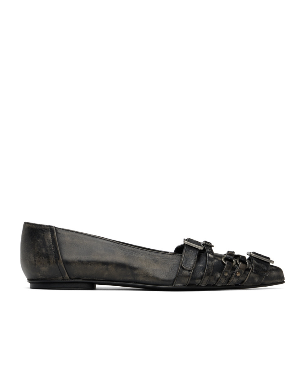 Acne Studios Pin-button Ballet Flats In Black