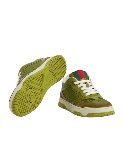 Gucci Re-web Sneaker In Green Gg Fabric Women