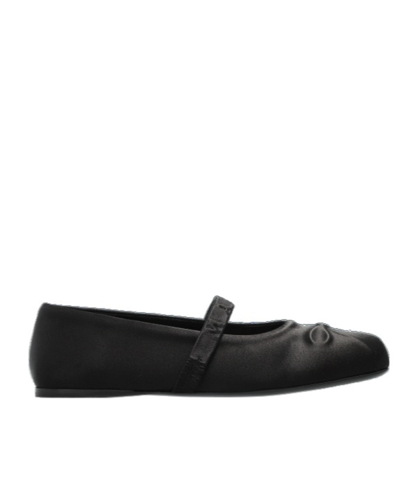Marni Black Ballerinas With Embossed Bow Detail On The Front In Leather Woman In Black