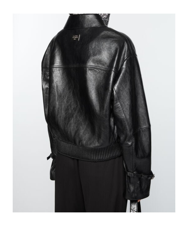 Acne Studios Long-sleeved Leather Jacket In Black