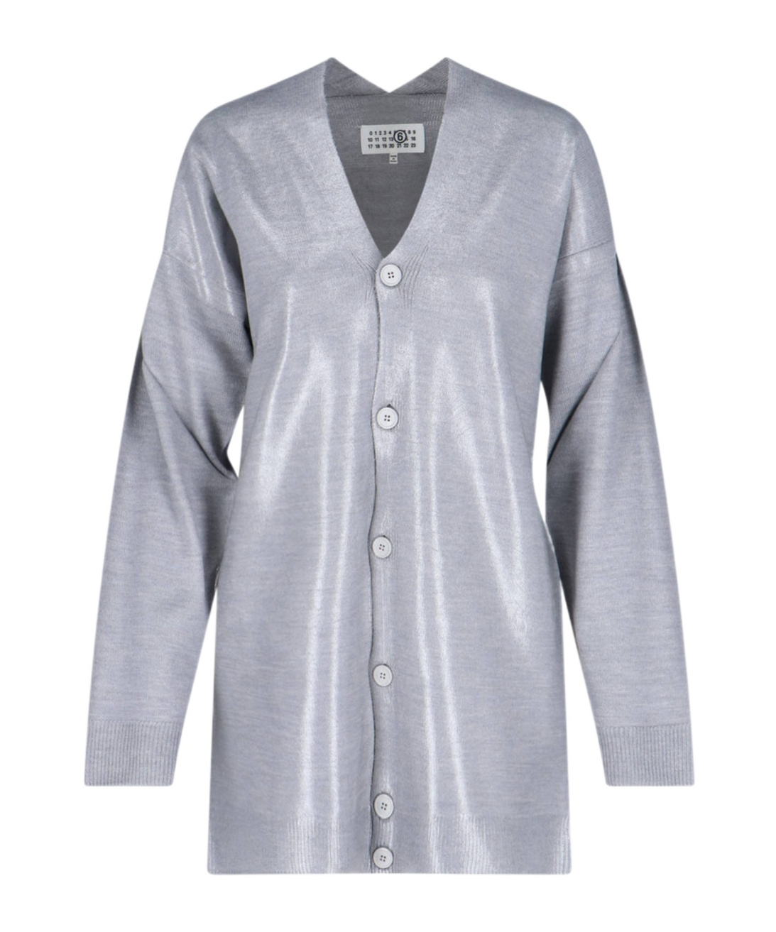Mm6 Maison Margiela Shiny V Neck Knitwear With Long Sleeves In Grey