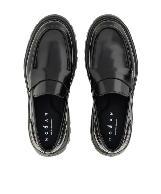 Hogan Round-toe Loafers In Black