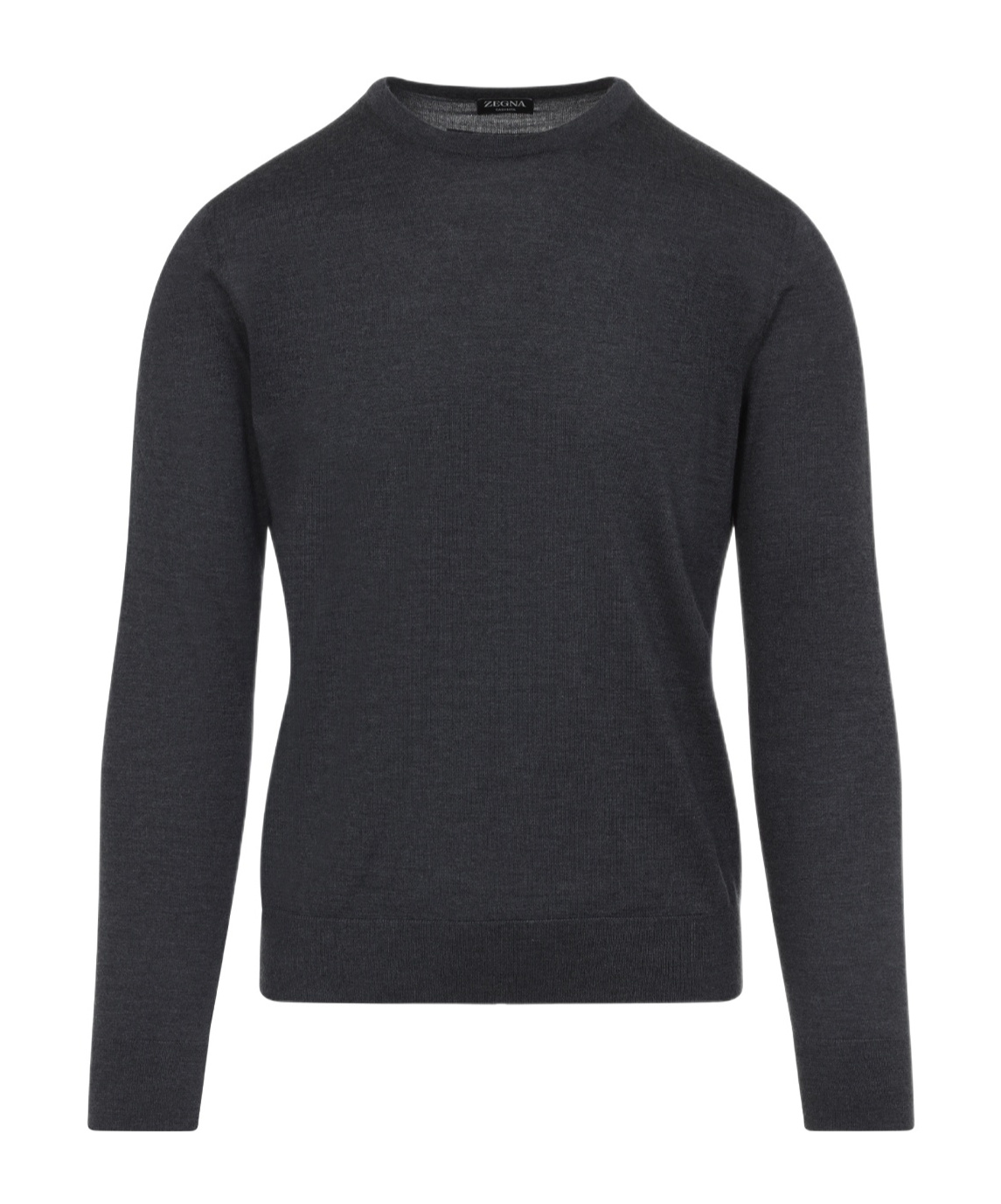 Zegna Soft Cashmere Crewneck Sweater With Ribbed Cuffs And Hem In Gray