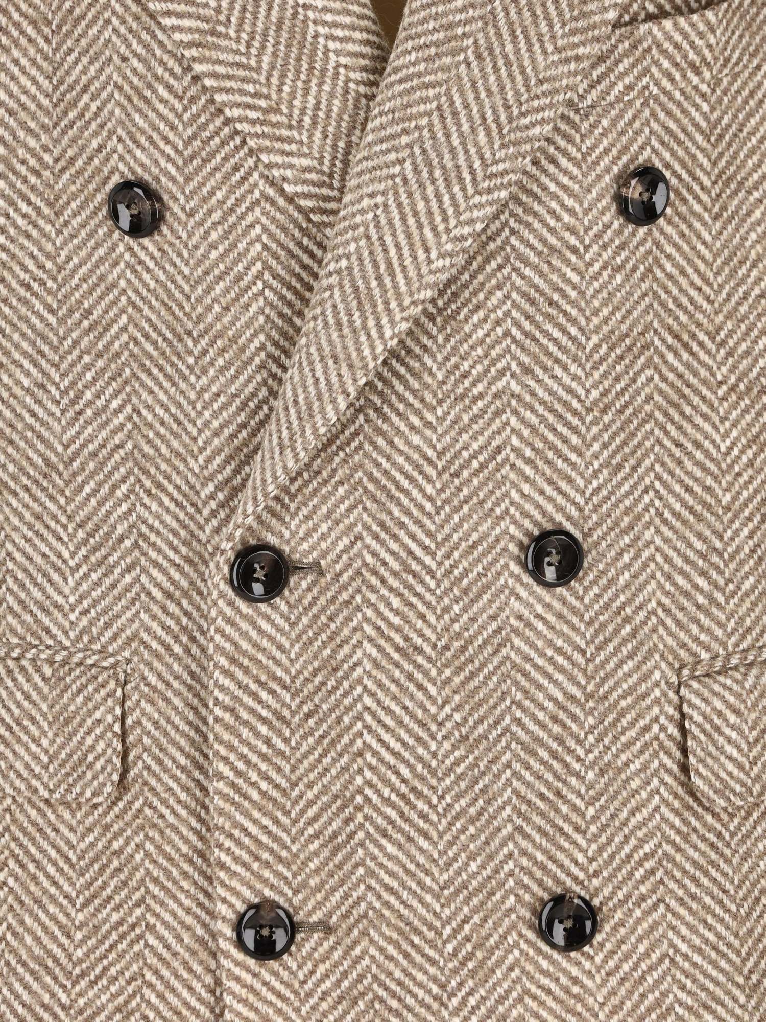 Tagliatore Herringbone Patterned Double-breasted Coat In Brown