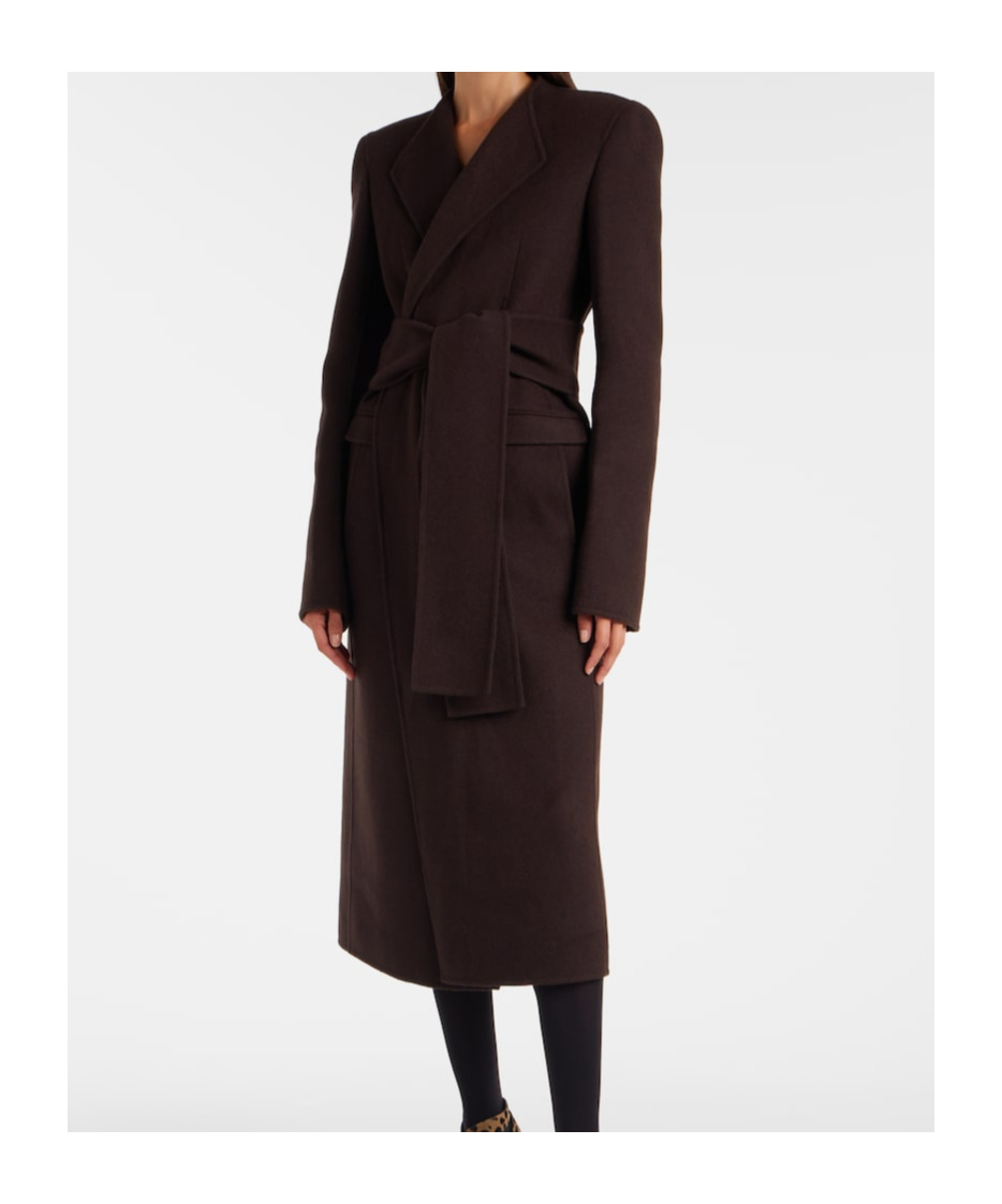 Khaite Jelson Wool Wrap Coat In Brown
