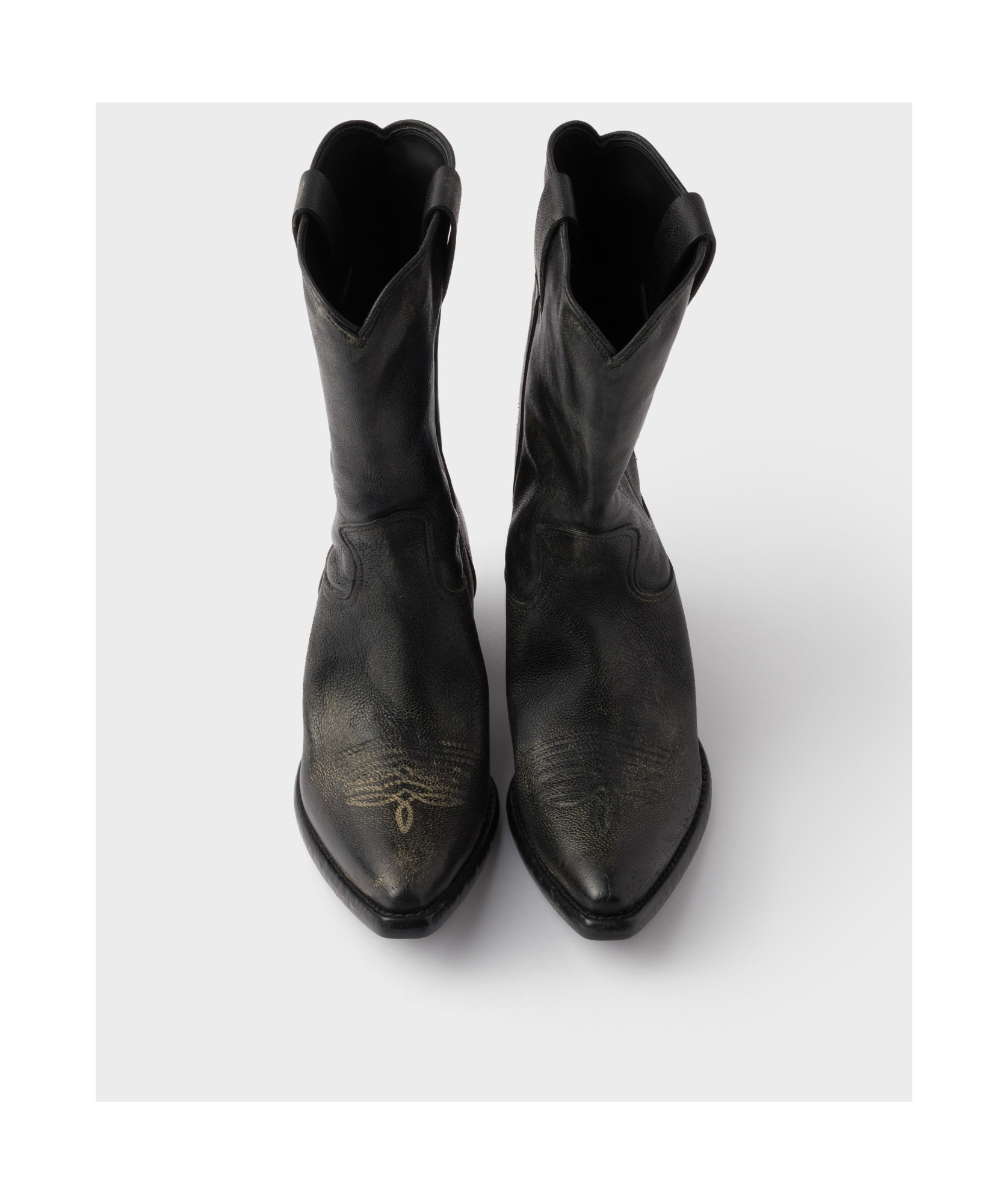 Prada Pointed Toe Boots In Black