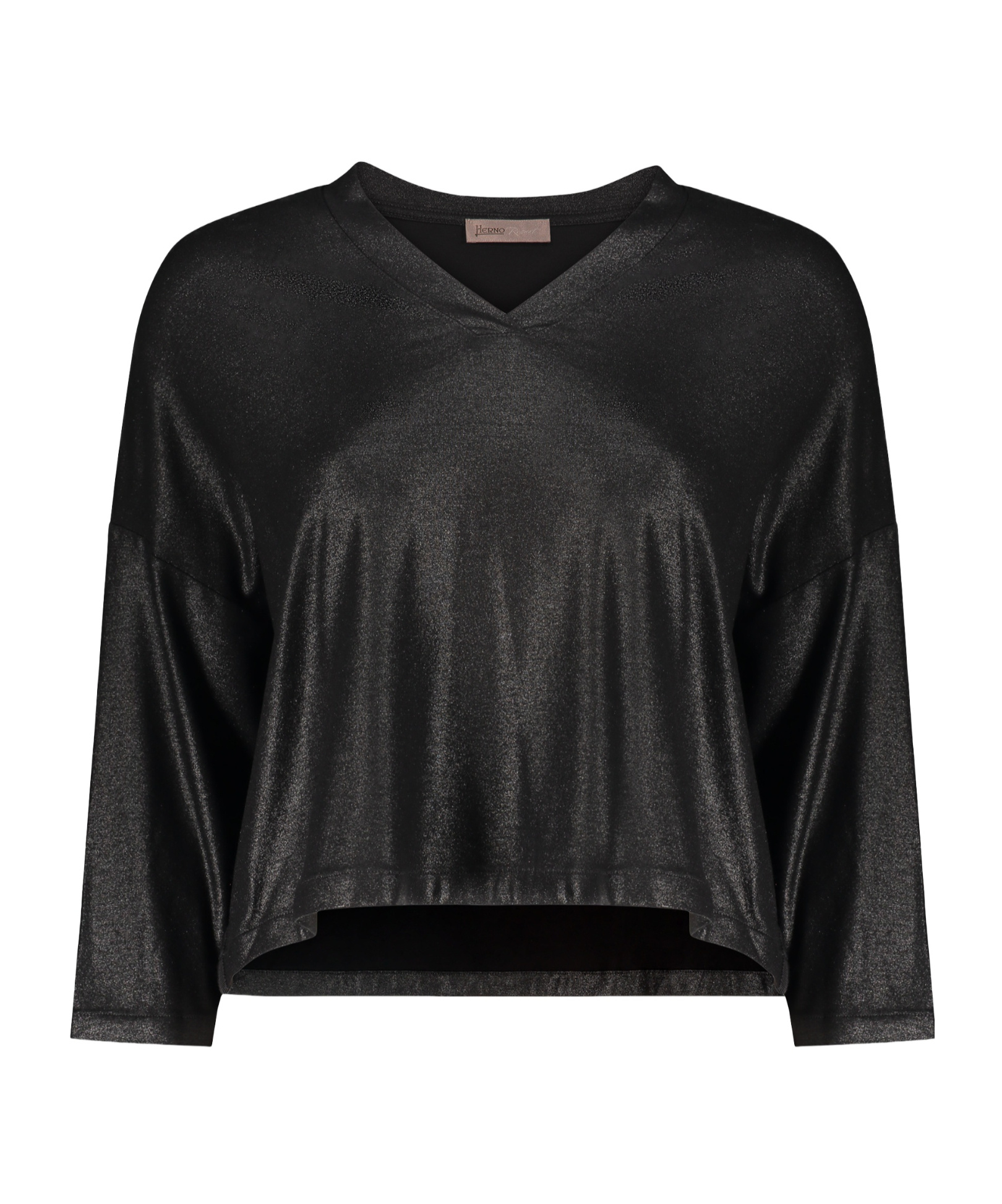 Herno V-neck Metallic Top In Black