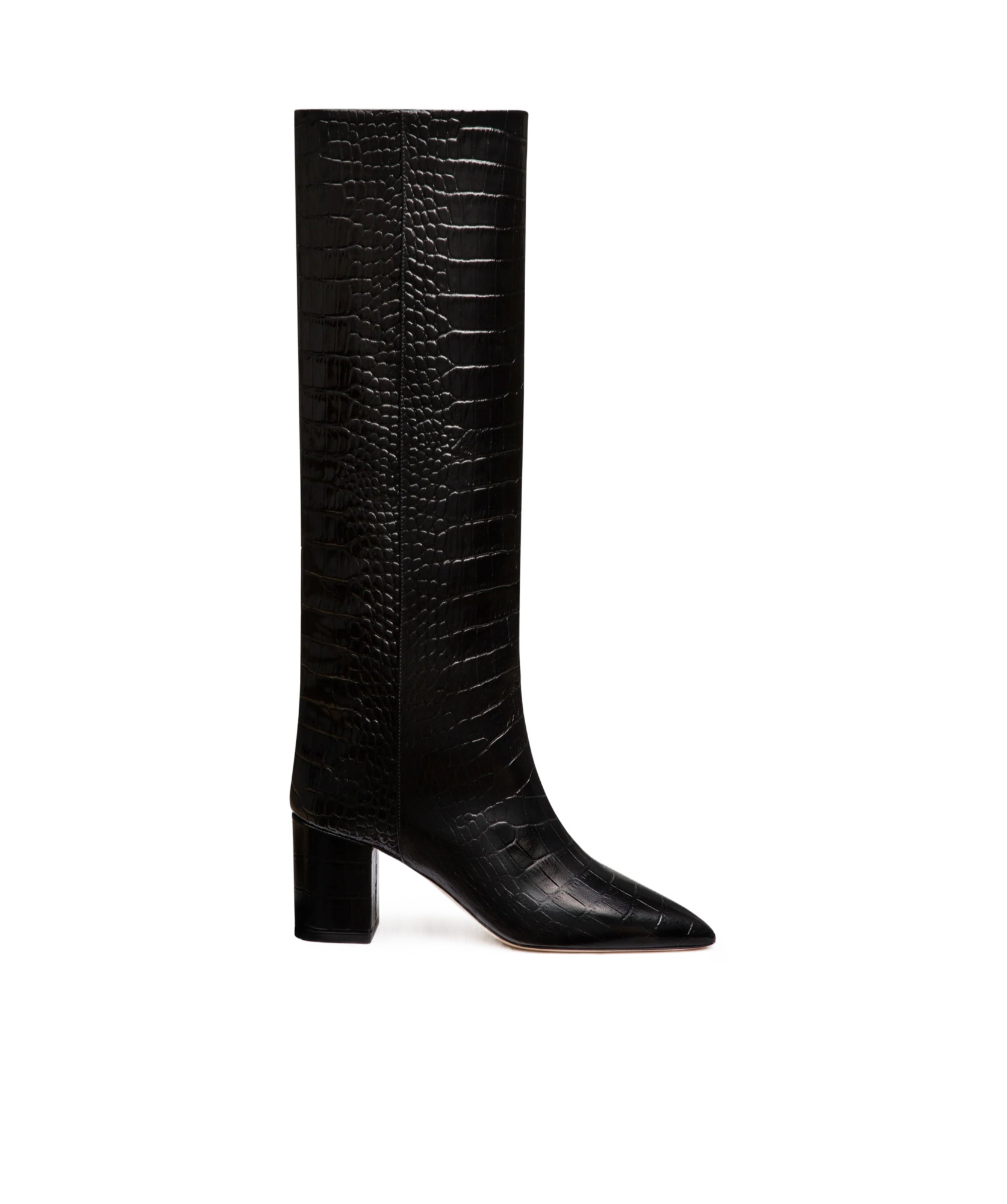 Paris Texas 70mm Anja Croc Embossed Tall Boots In Black