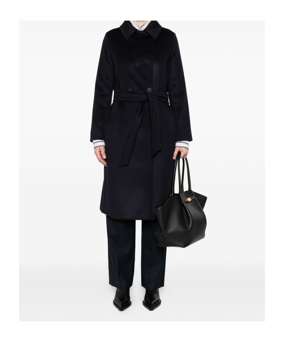 Max Mara Long-sleeved Coat In Black