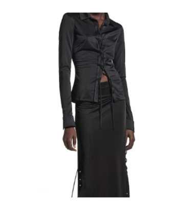 Balenciaga Women's Lace-up Shirt In Black In Black
