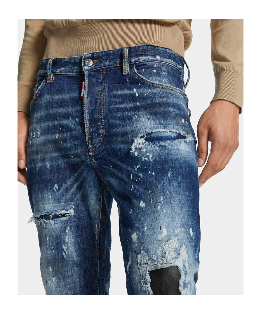 Dsquared2 Distressed Slim Jeans In Blue