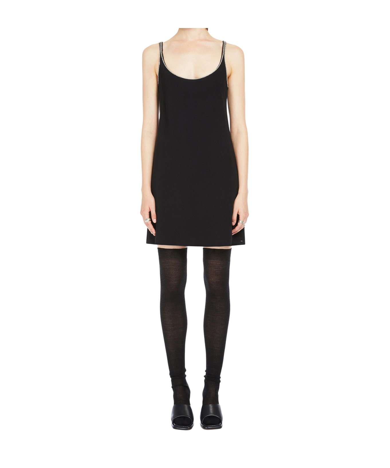 Sportmax Abetone1234 Embellished Cady Slip Dress In Black
