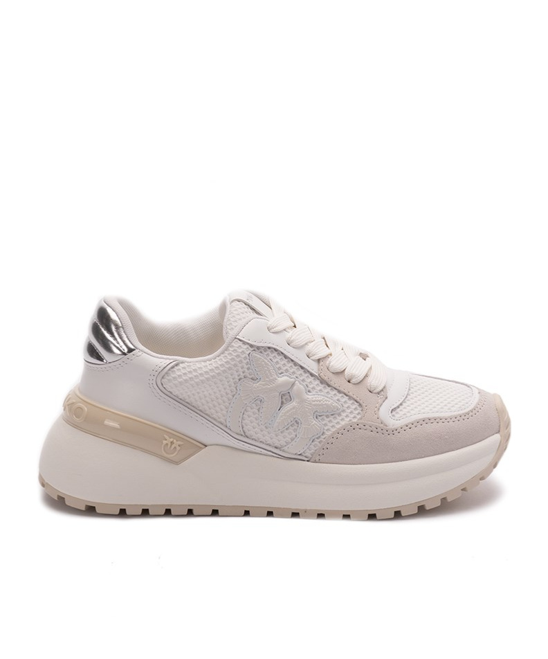 Shop Pinko Gem Lace-up Sneakers In Nude