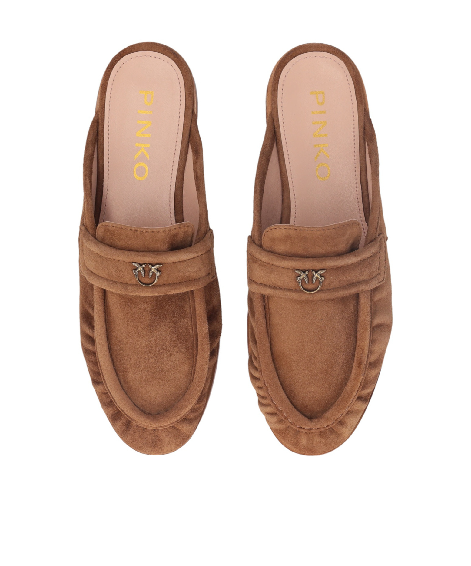 Pinko Mocassins Mules Plats En Daim In Brown