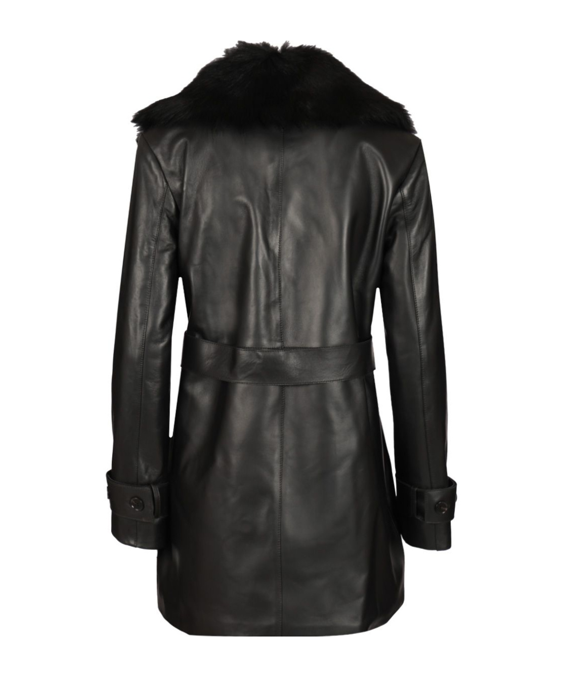 Arma Long Sleeve Lapel Leather Jacket In Black