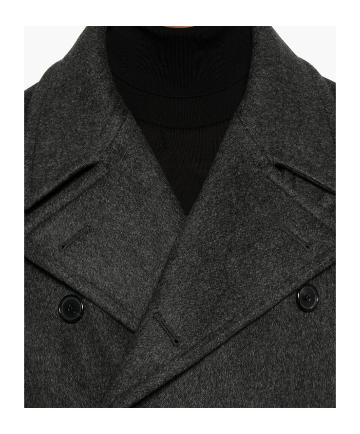 Caruso Double-breasted Grey Coat With Notched Lapel
