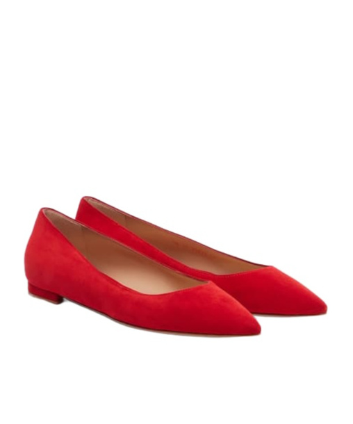 Gianvito Rossi Minimalist Pointed Toe Ballet Flats In Red