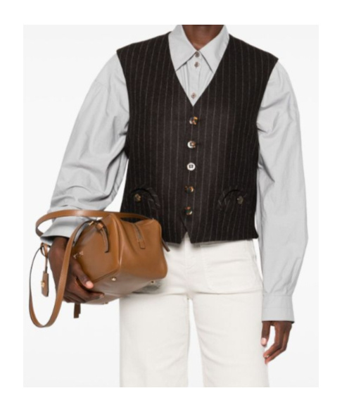 Blazé Milano Pinstripe Buttoned Waistcoat In Brown