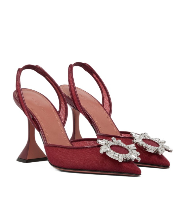 Amina Muaddi 95mm Begum Crystal-embellished Heeled Sandals In Burgundy