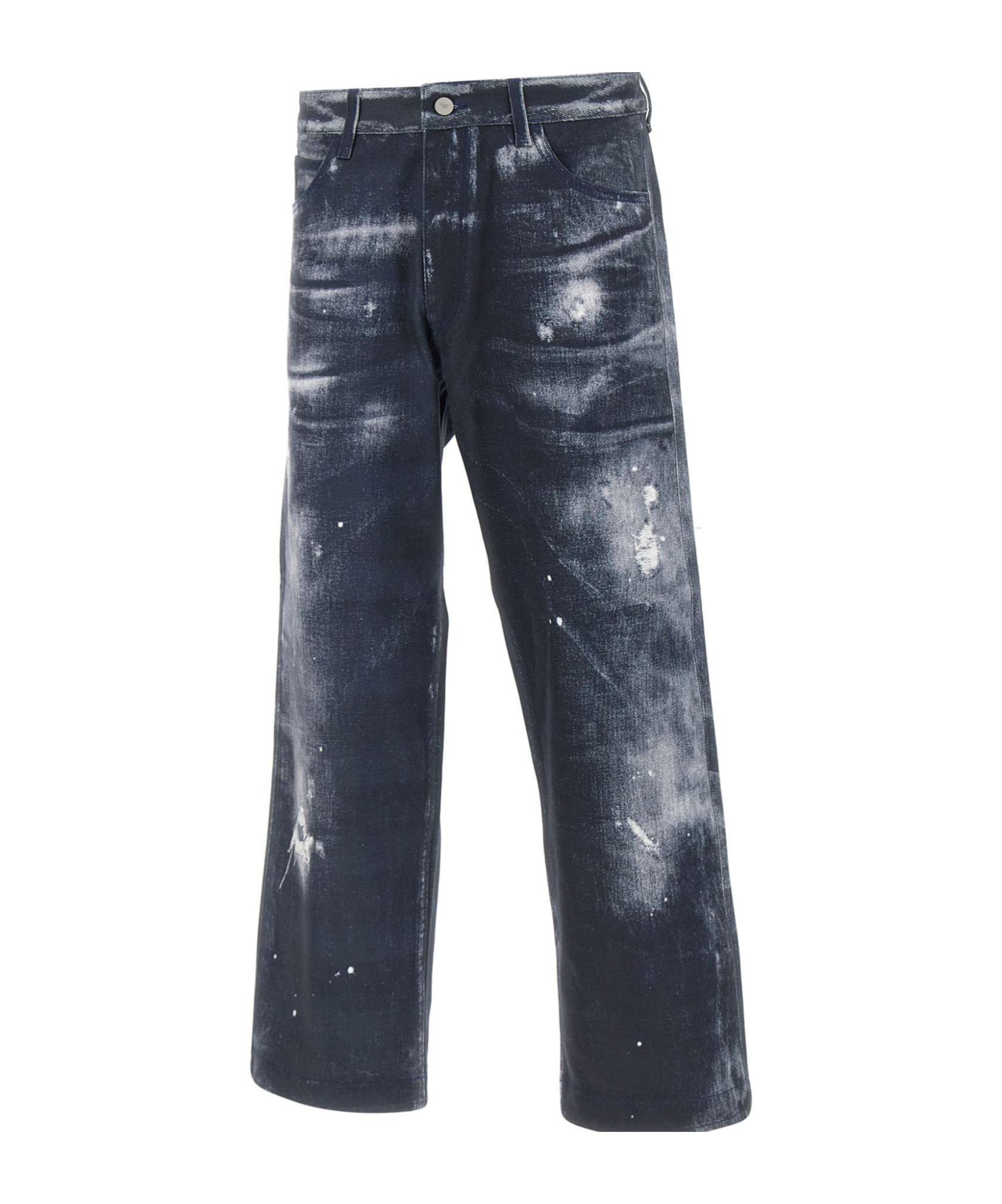 Emporio Armani Distressed Regular Fit Jeans In Black