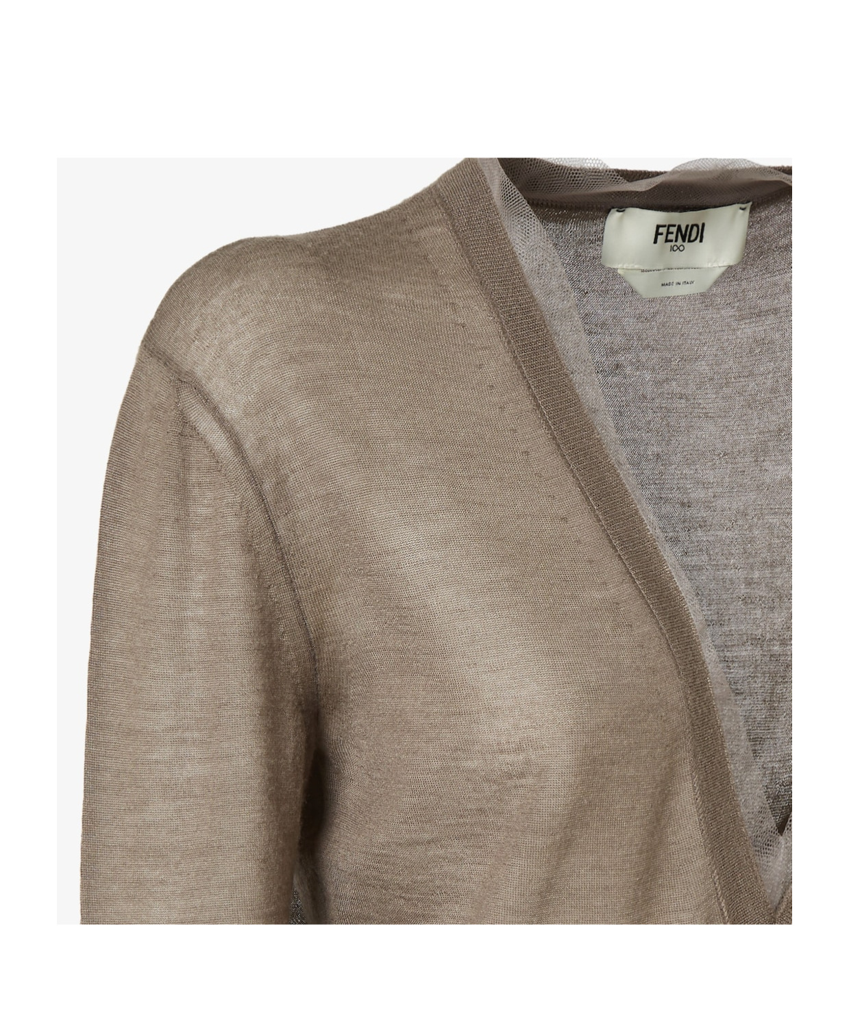 Fendi Cashmere Blend Sweater Featuring Contrast Trim In Gray
