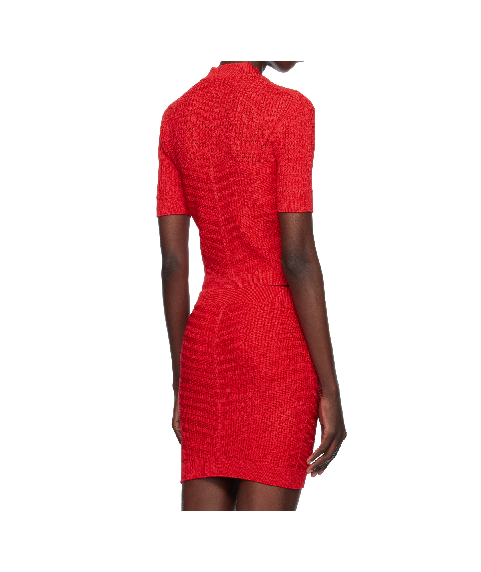 Balmain Red Buttoned Knit Cropped Cardigan In Red