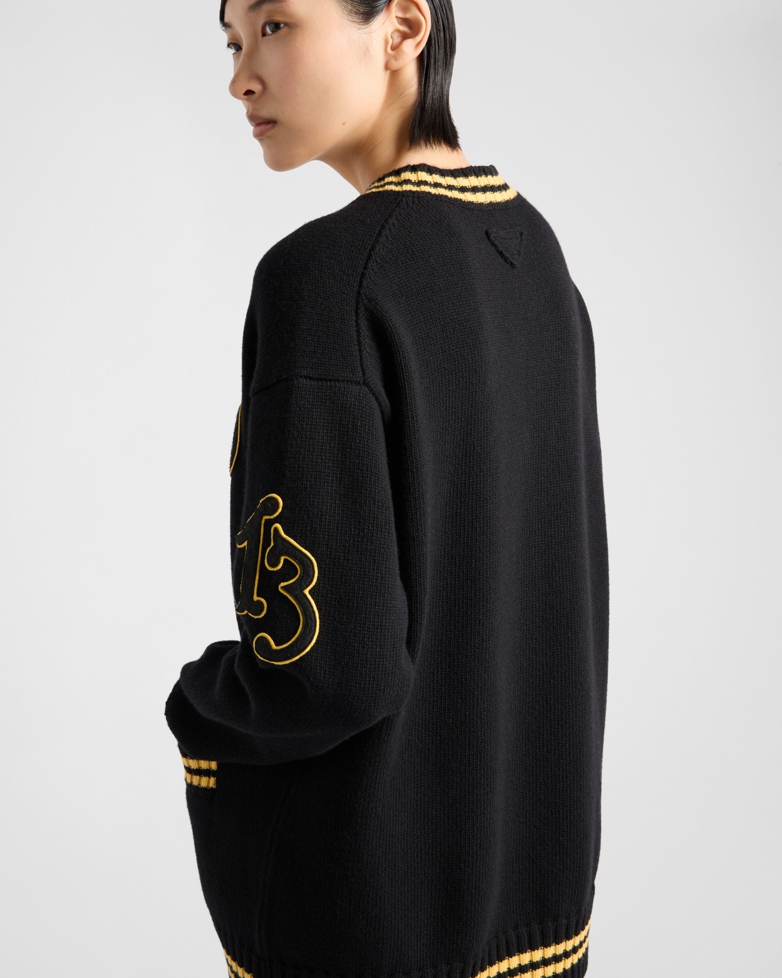 Shop Prada Wool And Cashmere Cardigan In Black