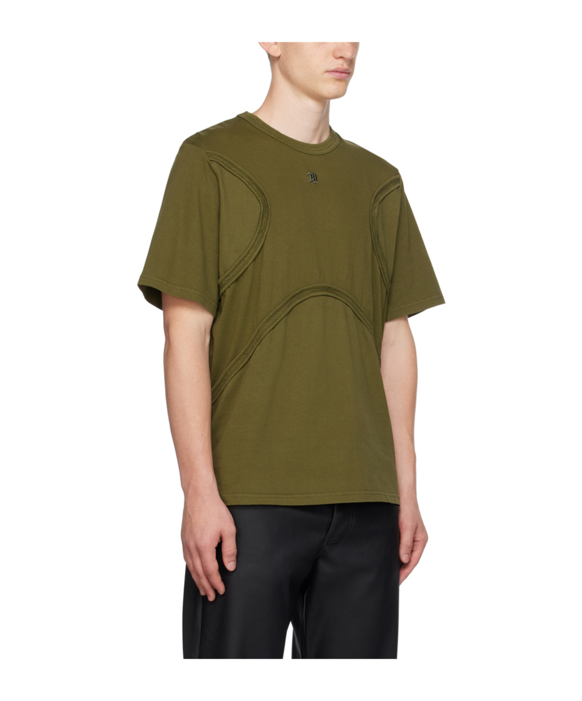 Misbhv X Decorative-stitch Cotton T-shirt In Green