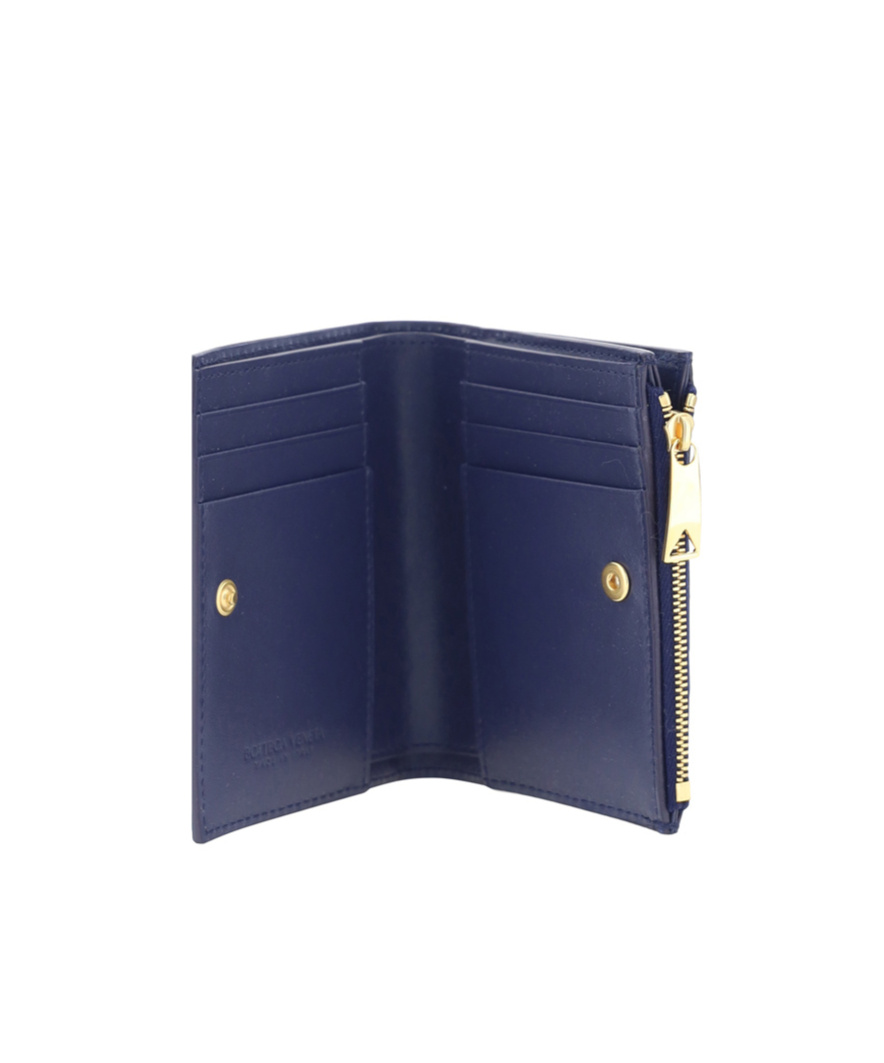Bottega Veneta Double-fold Wallet In Blue