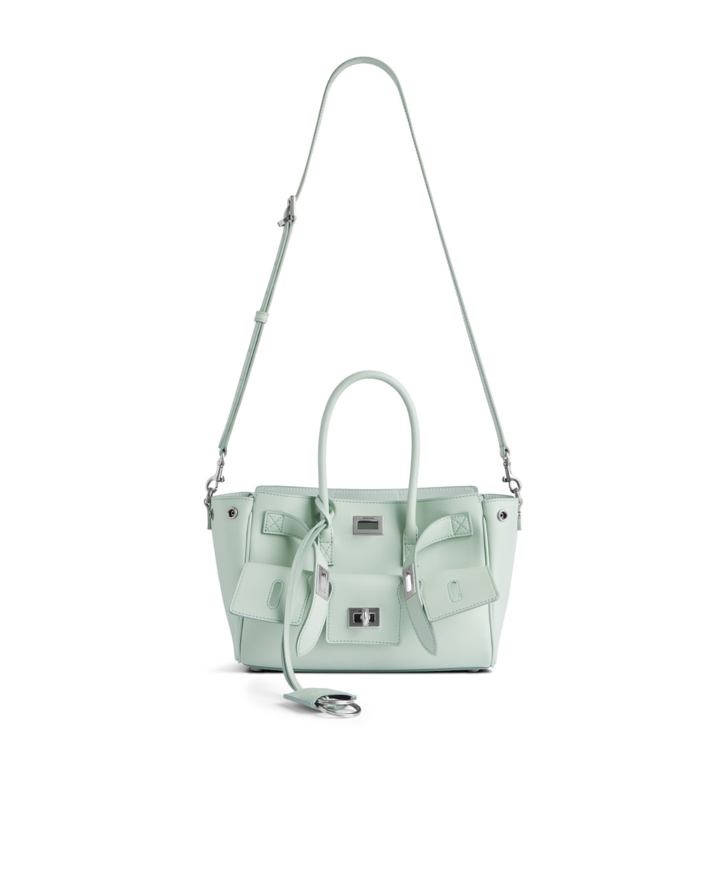 Balenciaga Mini Leather Bel Air Carry All Tote Bag In Mineral Green