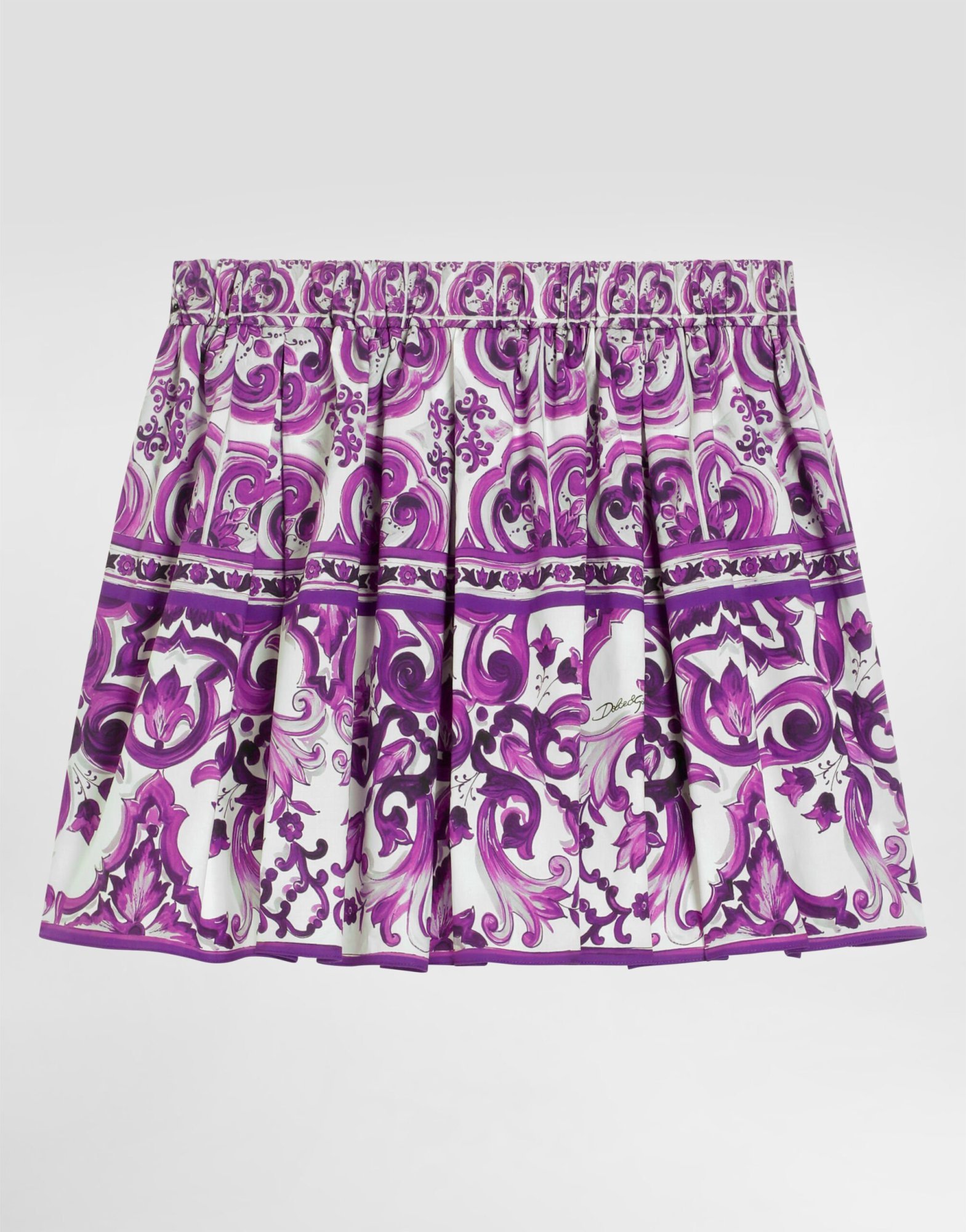 Dolce & Gabbana Graphic-print Cotton Skirt In Purple