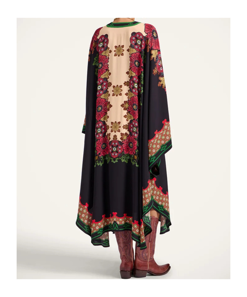 La Doublej Floral-print Asymmetric Day Dress In Black
