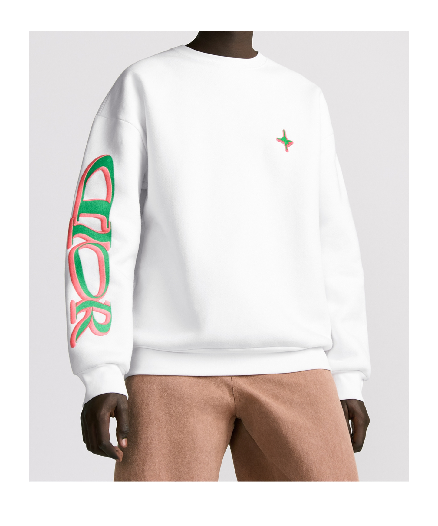 Dior Crew Neck Graphic Print Long Sleeves Sweater In White