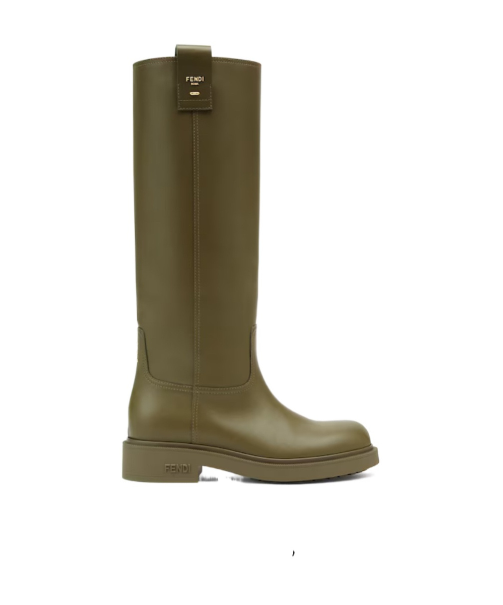 Fendi Filo Logo Boots In Green