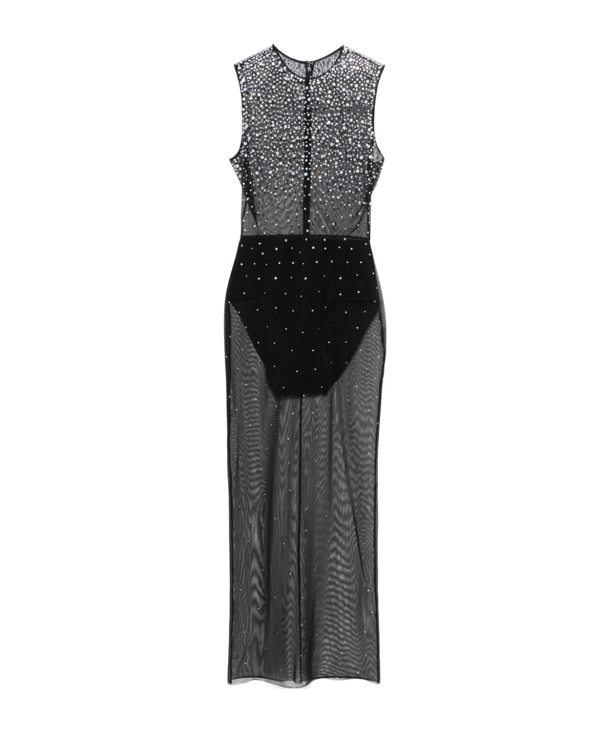 Alex Perry Crystal Mesh Midi Dress In Black